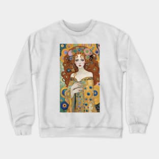 Gustav Klimt's Golden Aura: Inspired Woman in Ethereal Beauty Crewneck Sweatshirt